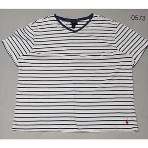 Polo Ralph Lauren 2XL V-Neck White & Navy Blue Stretch Comfort Cotton Short...